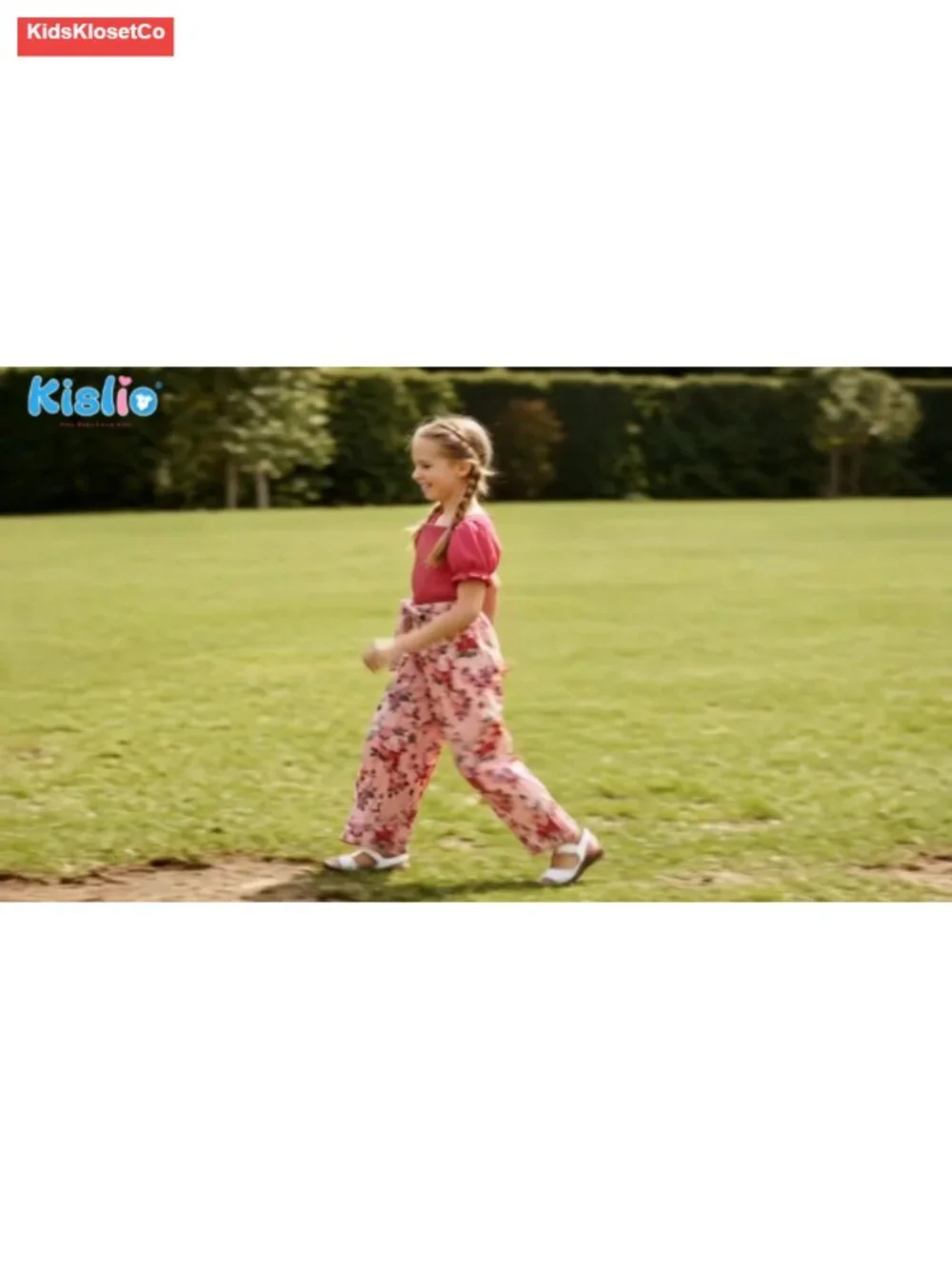 Girls Puff Sleeve Belted Wide Leg Jumpsuit Romper Floral Smocked